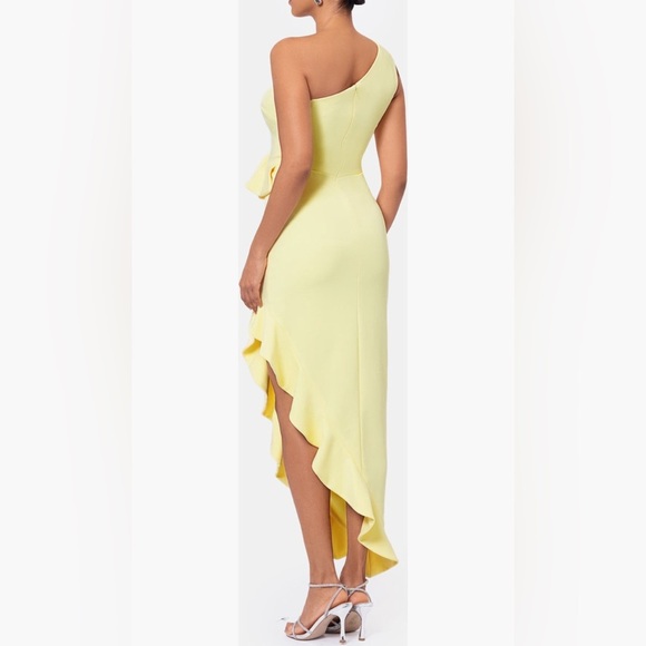 Betsy & Adam One Shoulder Ruffle Dress Size 12 B598 - Picture 2 of 5